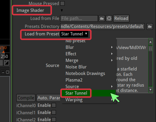 Star Tunnelを選択